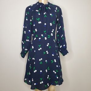 Banana Republic | Navy Cherry Print Longsleeve dress size 2P
